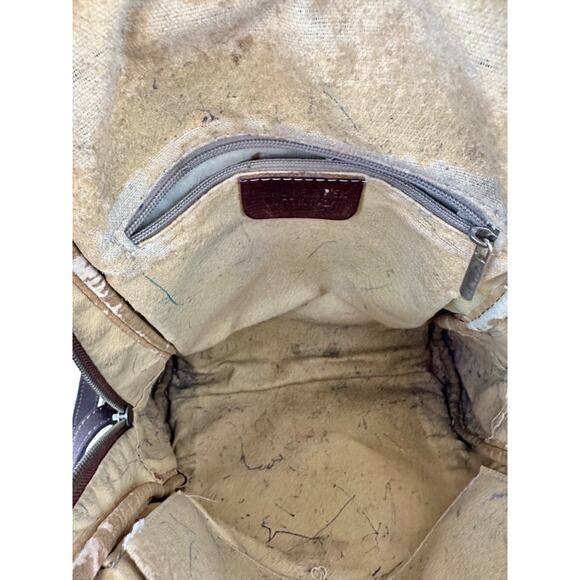 Vintage Brown Genuine Leather Backpack Rucksack Murse unisex Made in Italy Y2K - Picture 10 of 11